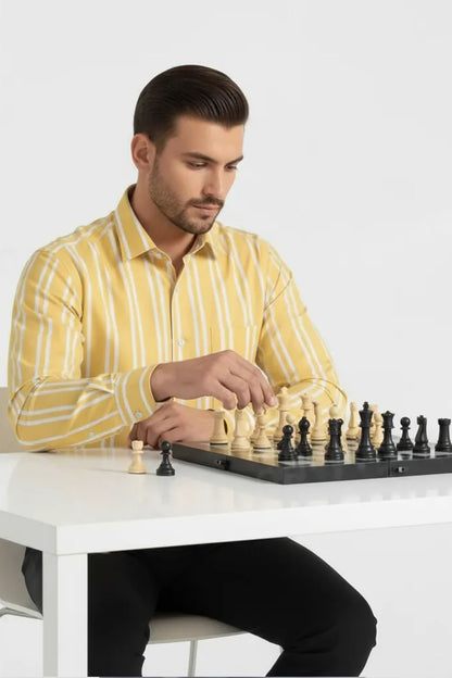 SUNLIT YELLOW STRIPE FORMAL SHIRT