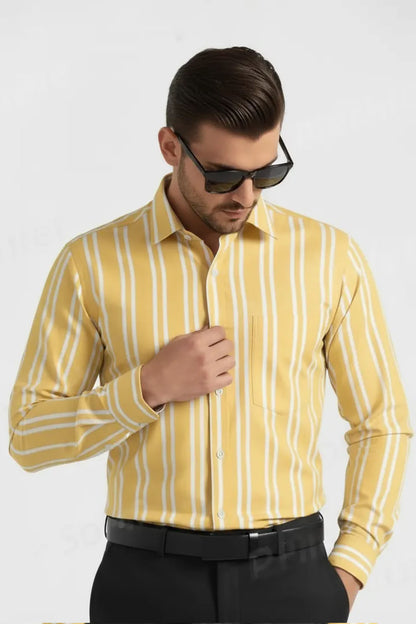 SUNLIT YELLOW STRIPE FORMAL SHIRT