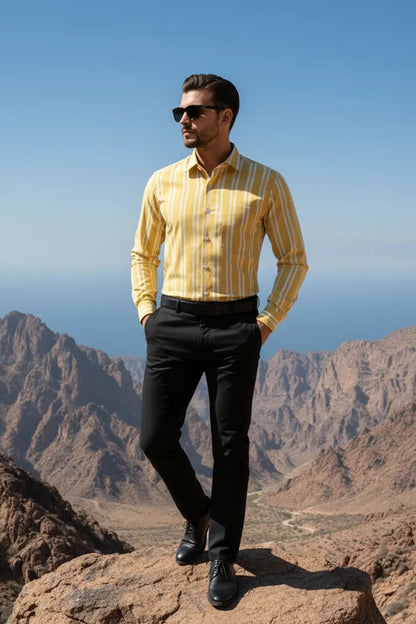 SUNLIT YELLOW STRIPE FORMAL SHIRT