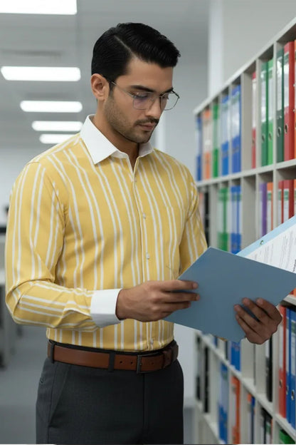 VIBRANT YELLOW MULTI-STRIPE SHIRT