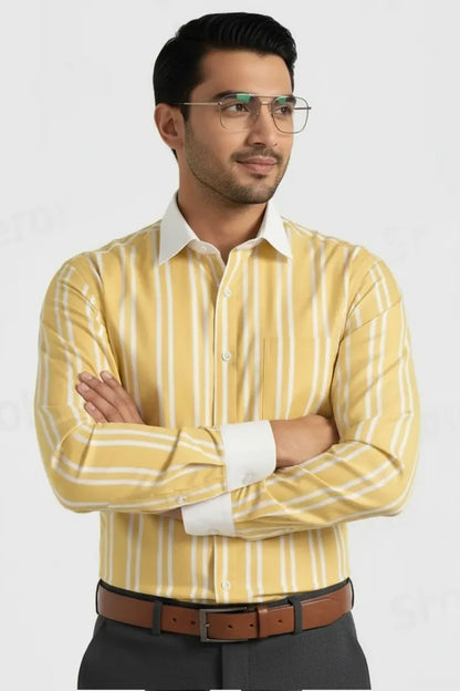 VIBRANT YELLOW MULTI-STRIPE SHIRT