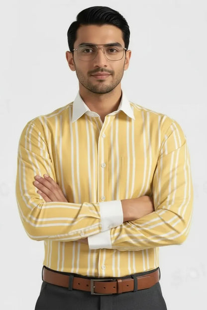 VIBRANT YELLOW MULTI-STRIPE SHIRT