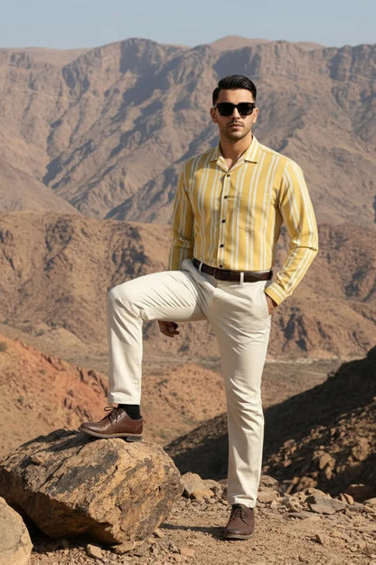 HONEY GOLD PREMIUM STRIPE SHIRT