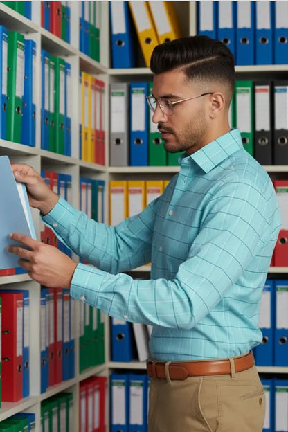 AQUA SKY CHECKED SHIRT