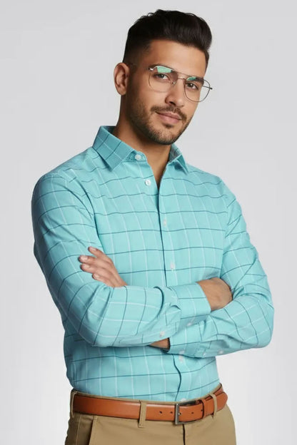 AQUA SKY CHECKED SHIRT