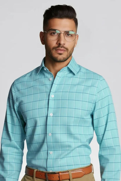 AQUA SKY CHECKED SHIRT