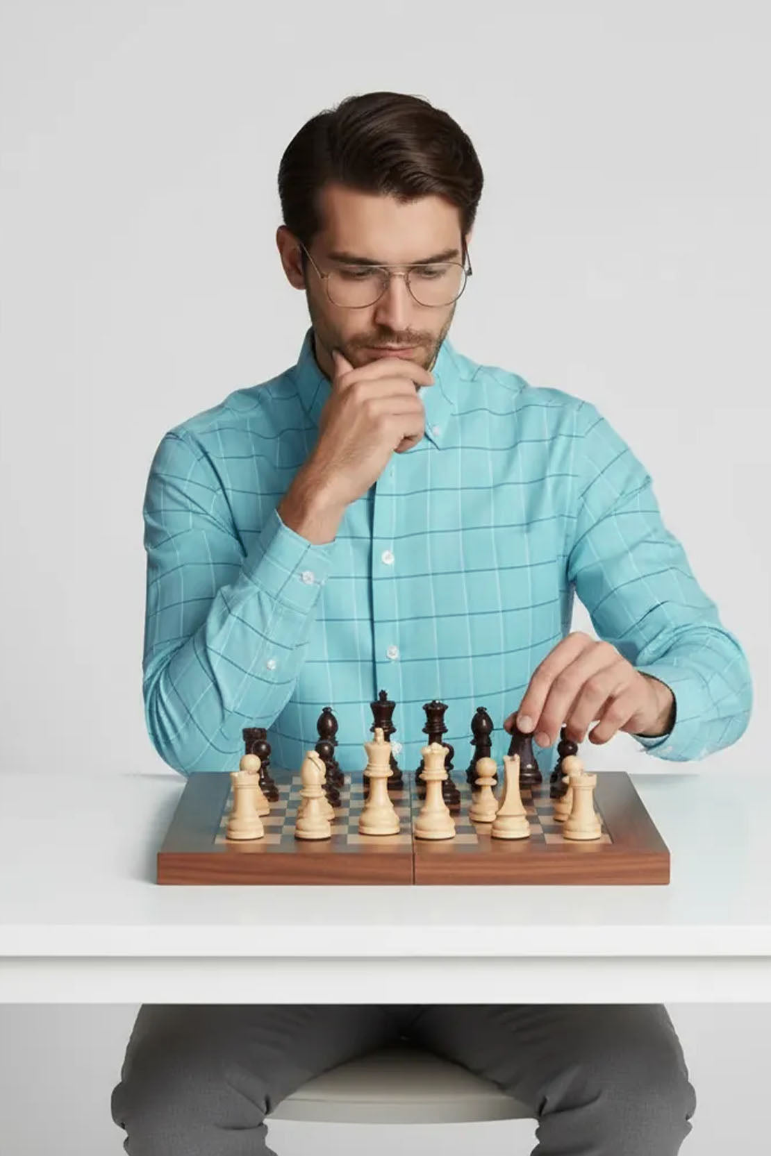 SEAFOAM GRID FORMAL SHIRT