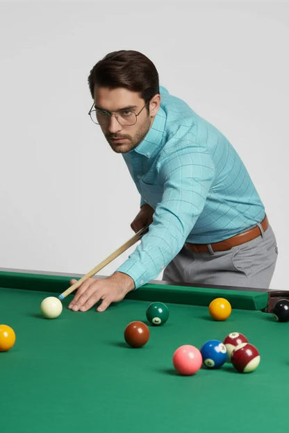 SEAFOAM GRID FORMAL SHIRT