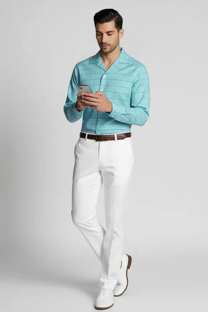 TURQUOISE CLASSIC GRID SHIRT