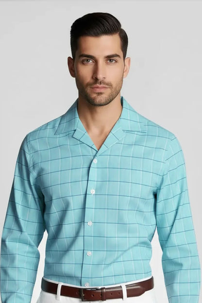 TURQUOISE CLASSIC GRID SHIRT
