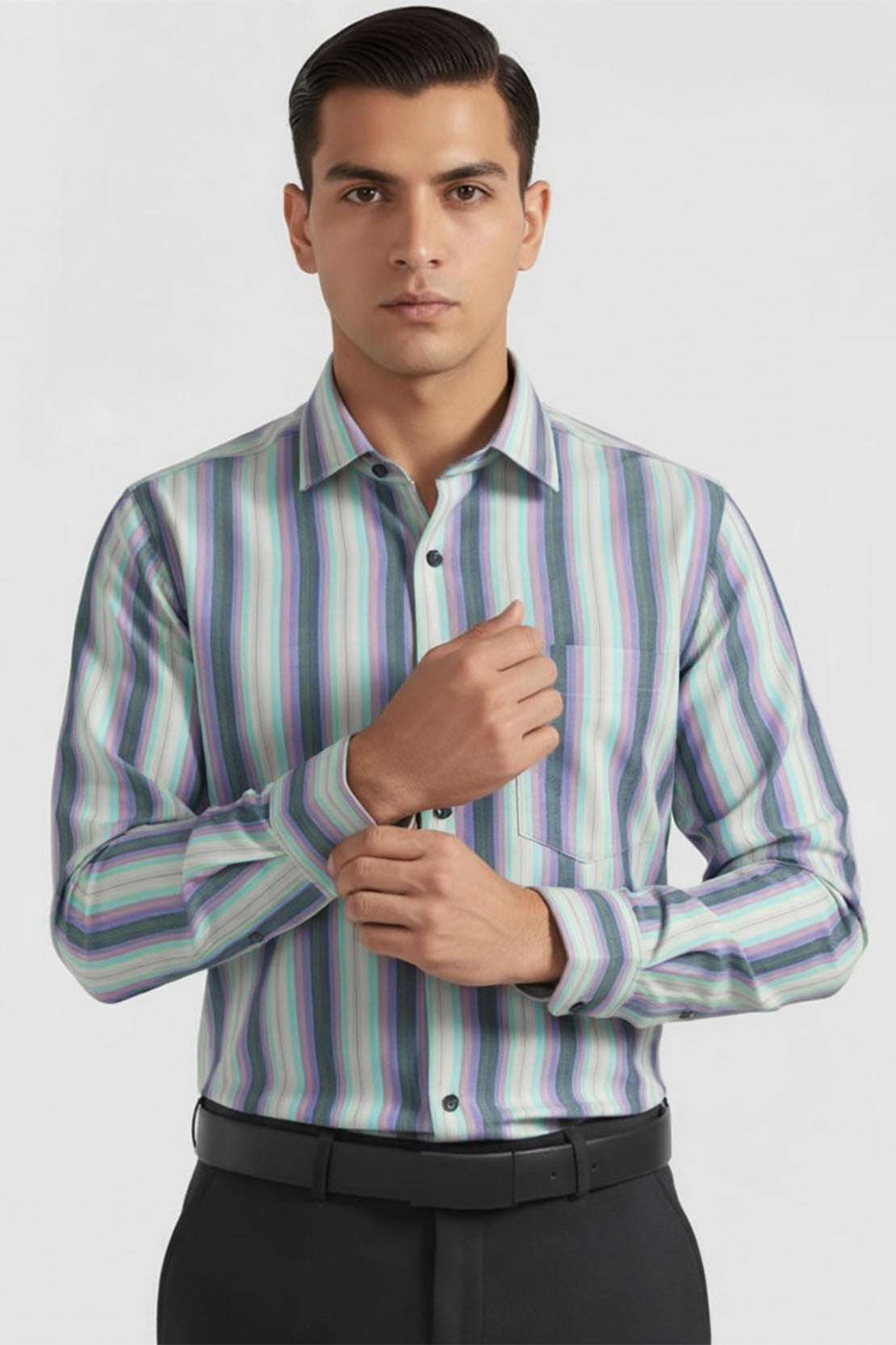 AQUA LAVENDER CLASSIC STRIPE SHIRT
