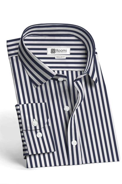 MIDNIGHT BLUE CANDY STRIPED SHIRT