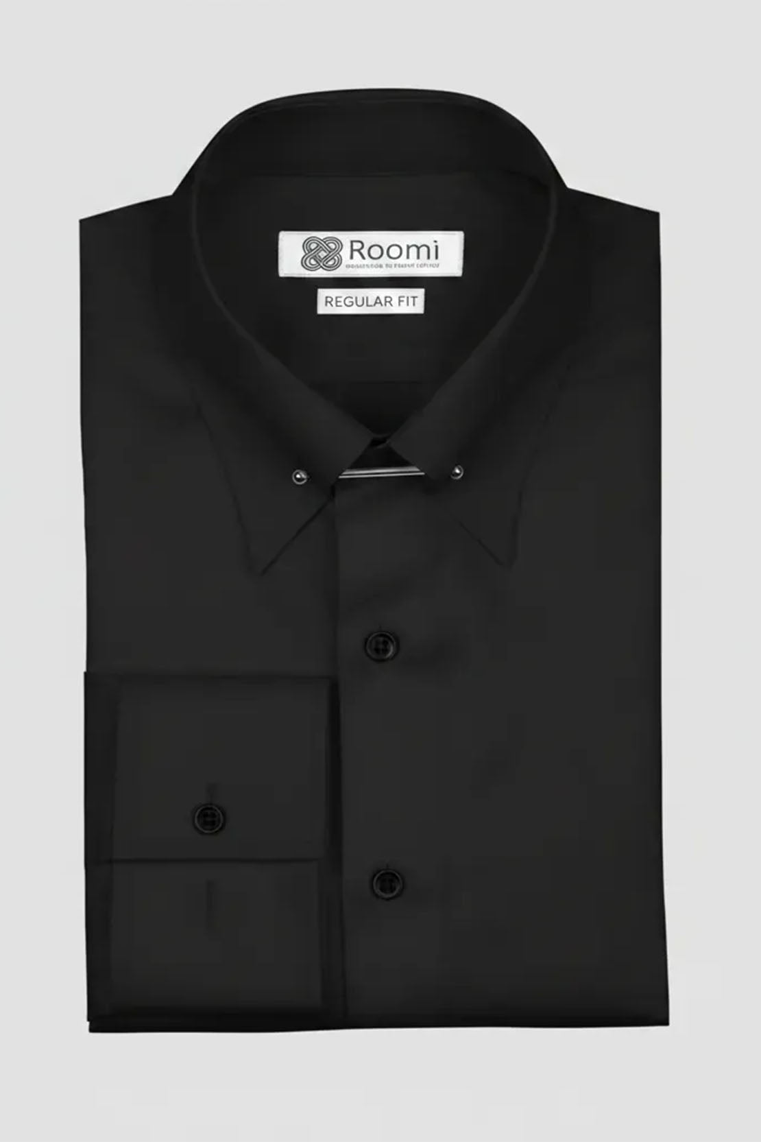 BLACK PIN COLLAR MEN'S STRETCH SHIRT