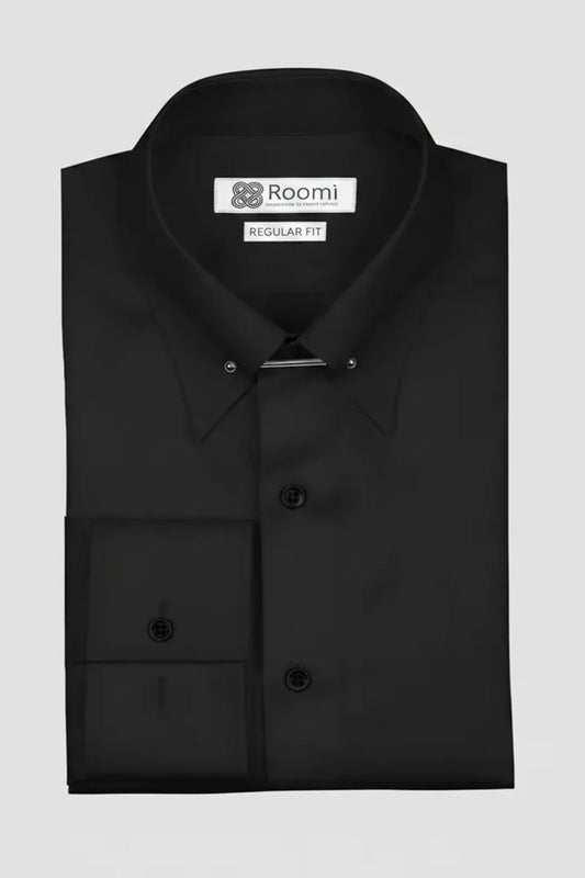 BLACK PIN COLLAR MEN'S STRETCH SHIRT