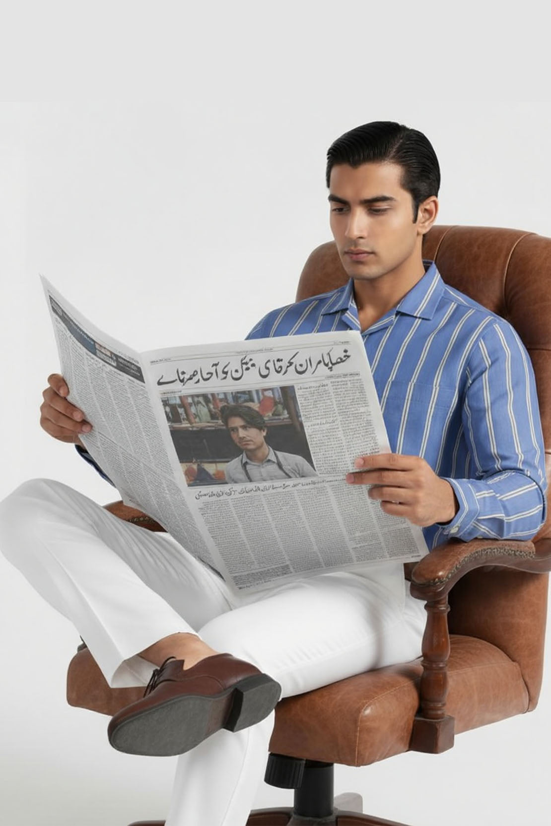 BLUE LINEAR ELEGANCE CUBAN SHIRT