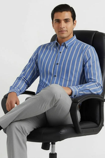 BOLD STRIPE ROYAL BLUE SHIRT