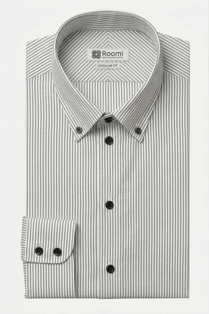 BUTTON DOWN GRAY STRIPE BUSINESS