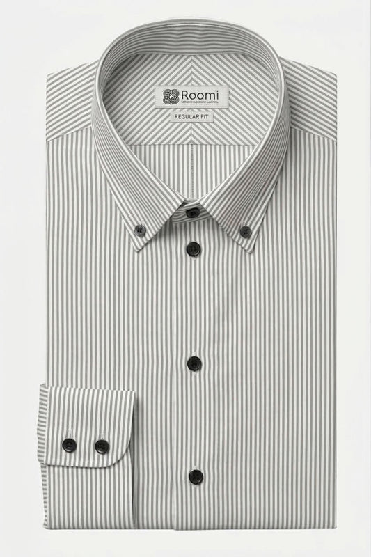 BUTTON DOWN GRAY STRIPE BUSINESS