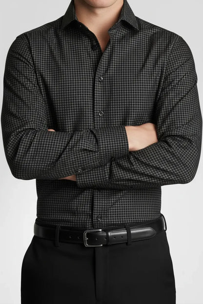 CHARCOAL MICRO GRID SHIRT