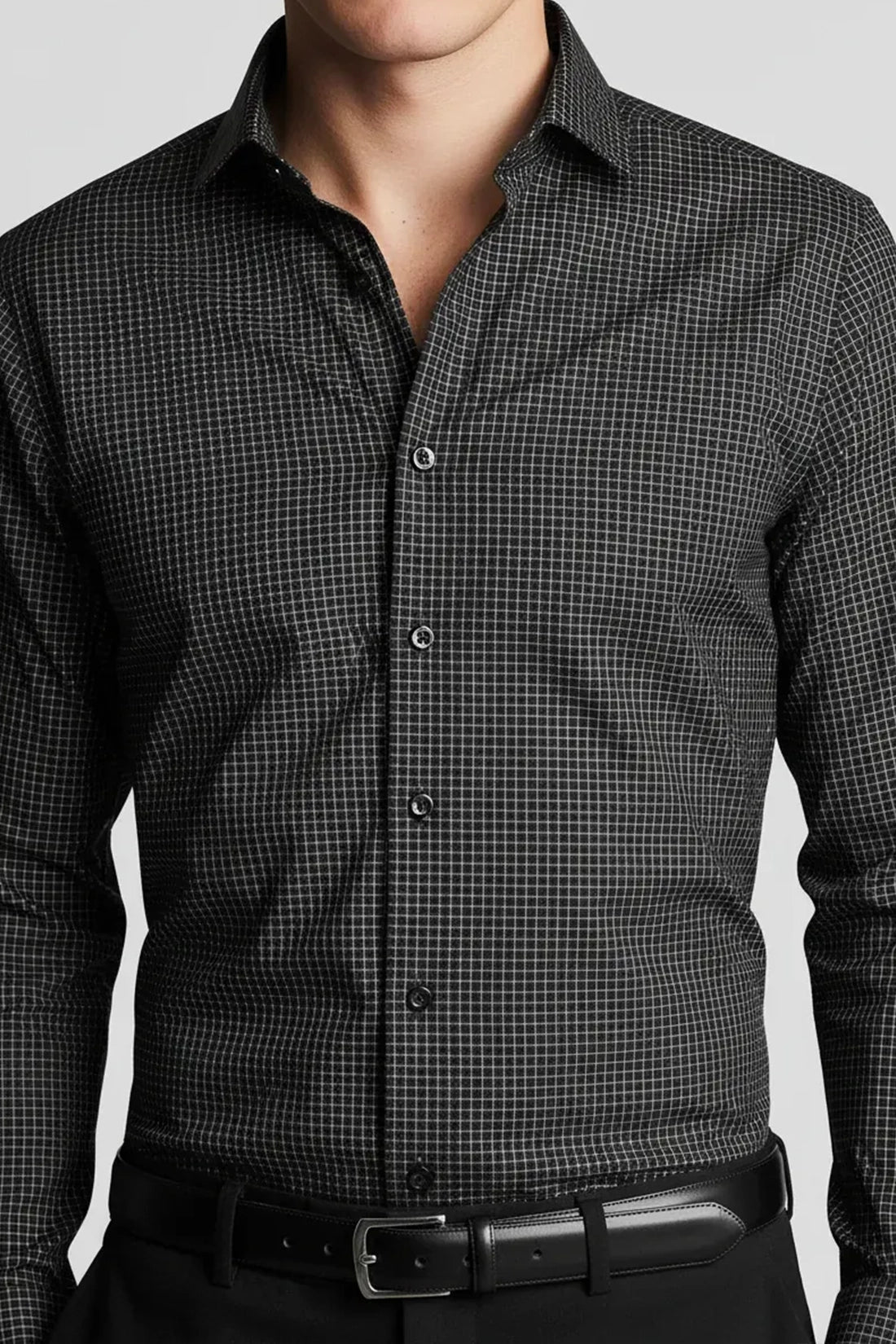 CHARCOAL MICRO GRID SHIRT