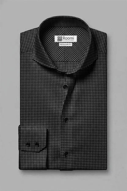 CHARCOAL MICRO GRID SHIRT