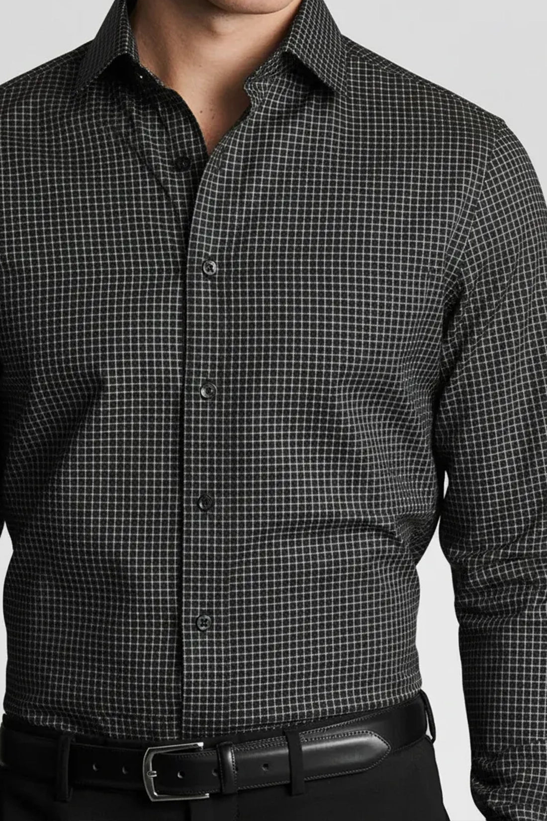 CHARCOAL MICRO GRID SHIRT