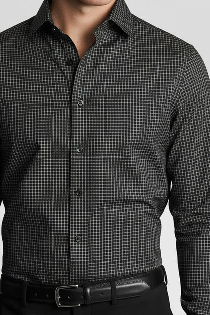 CHARCOAL MICRO GRID SHIRT