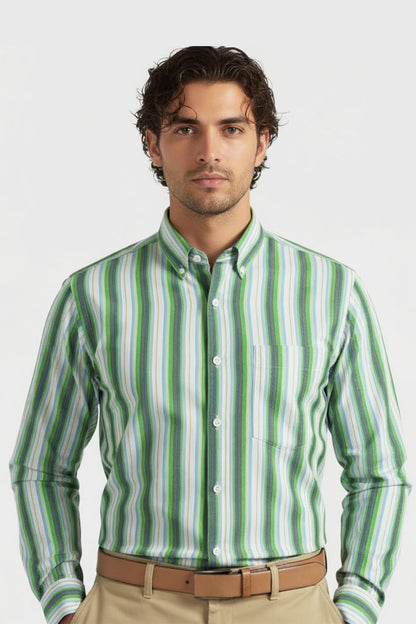 CLASSIC SPECTRUM STRIPE BUTTON DOWN COLLAR SHIRT