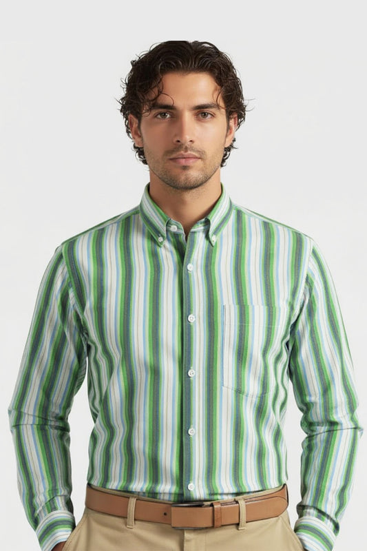 CLASSIC SPECTRUM STRIPE BUTTON DOWN COLLAR SHIRT