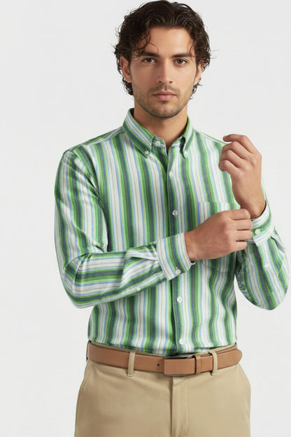 CLASSIC SPECTRUM STRIPE BUTTON DOWN COLLAR SHIRT