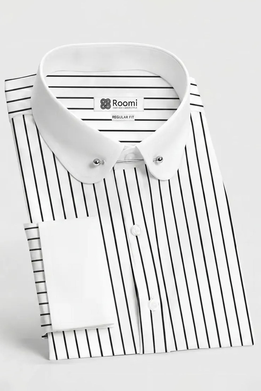 CLUB PIN COLLAR STRIPE MEN'S STRETCH SHIRT