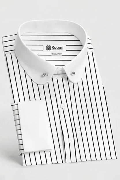 CLUB PIN COLLAR STRIPE MEN'S STRETCH SHIRT