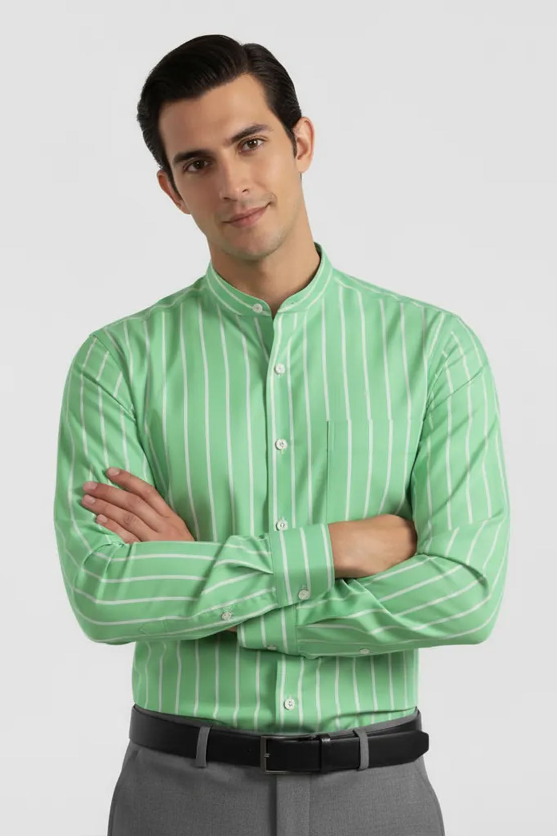 COOL MINT BUSINESS BAND COLLAR SHIRT