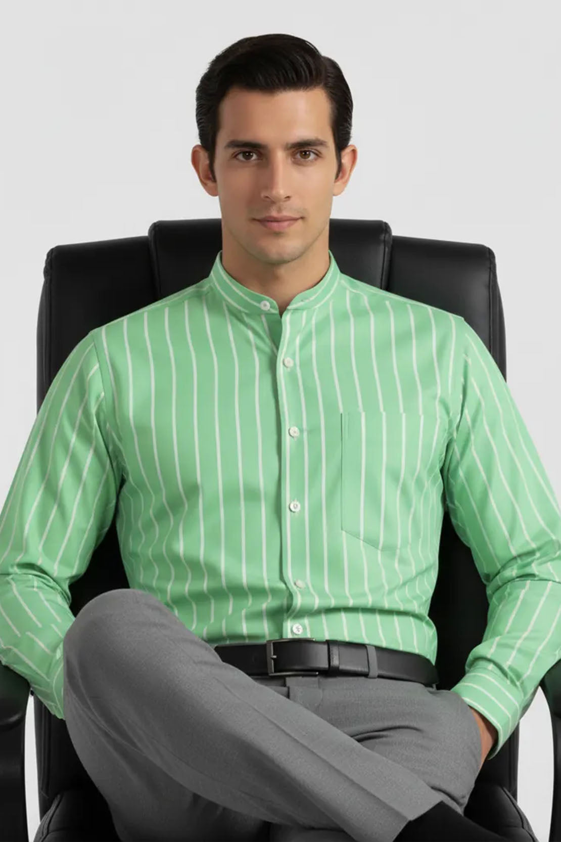 COOL MINT BUSINESS BAND COLLAR SHIRT
