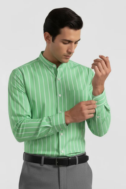 COOL MINT BUSINESS BAND COLLAR SHIRT