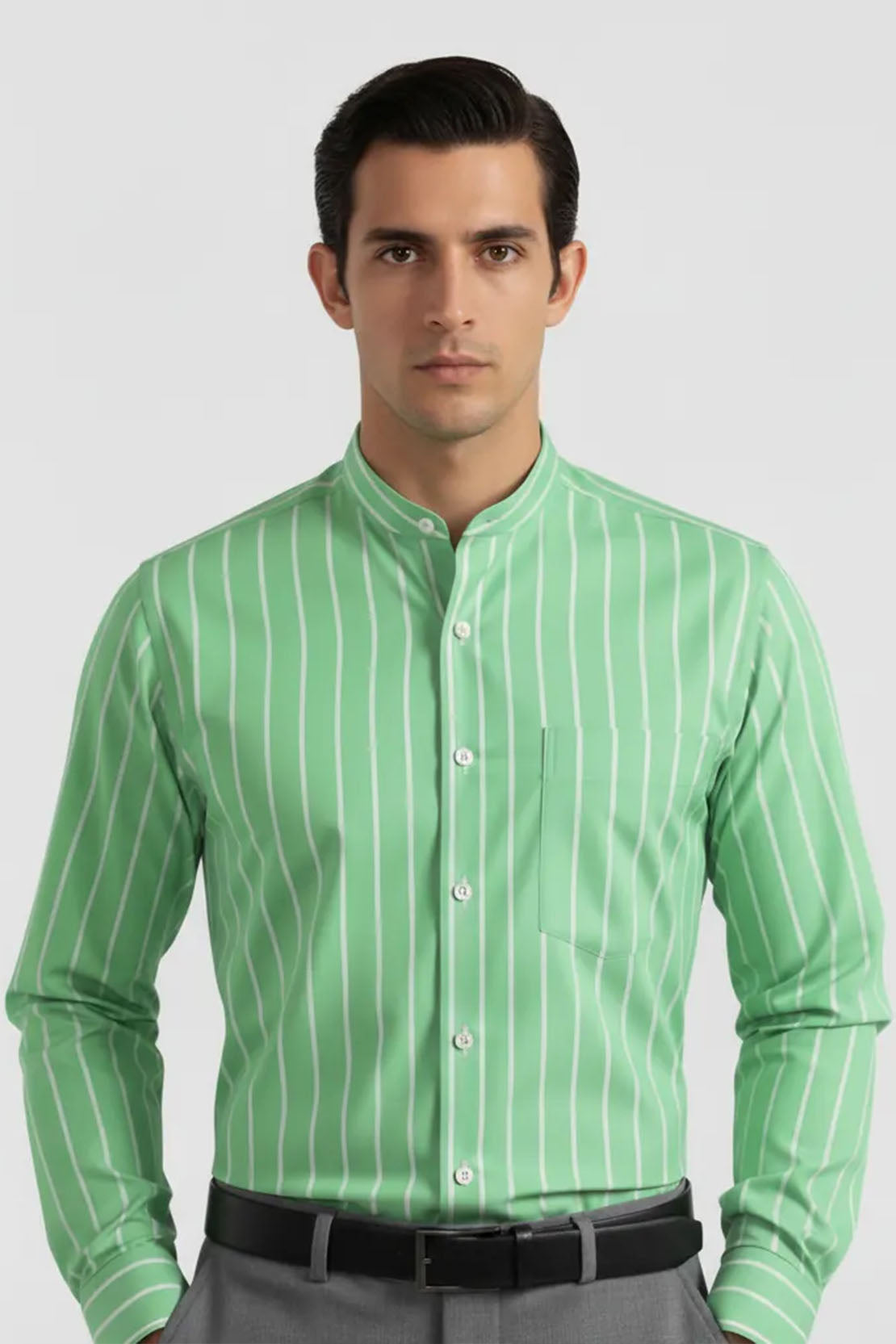 COOL MINT BUSINESS BAND COLLAR SHIRT