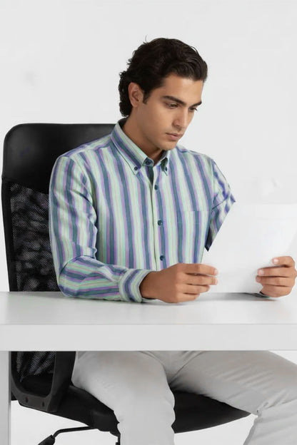 COOL WAVE MULTI-STRIPE SHIRT BUTTON  DOWN