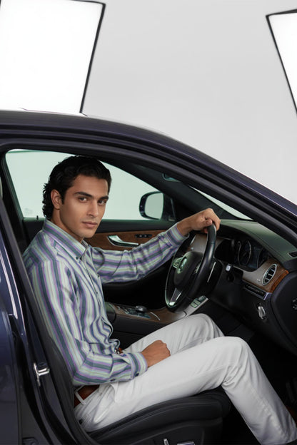 COOL WAVE MULTI-STRIPE SHIRT BUTTON  DOWN