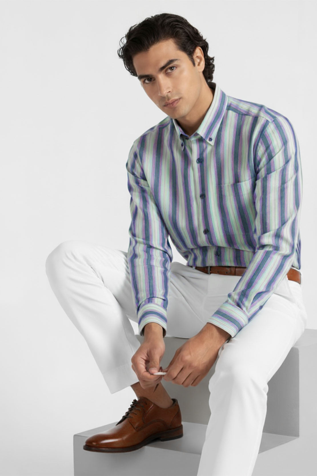 COOL WAVE MULTI-STRIPE SHIRT BUTTON  DOWN