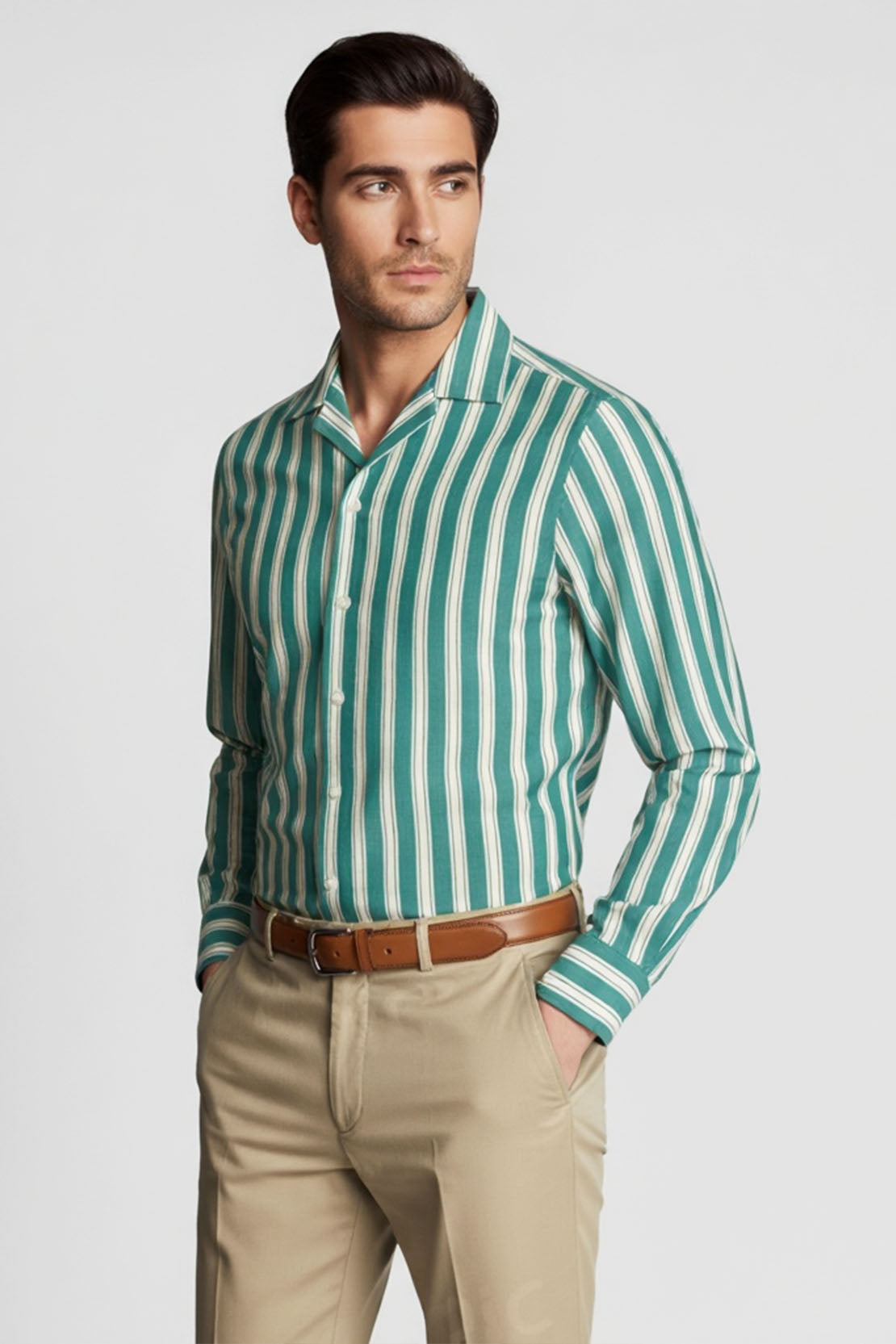 CREST VERTICAL STRIPE CUBAN SHIRT