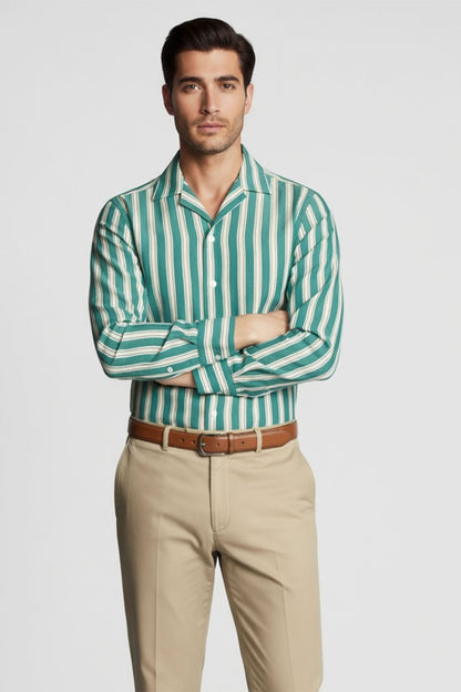 CREST VERTICAL STRIPE CUBAN SHIRT