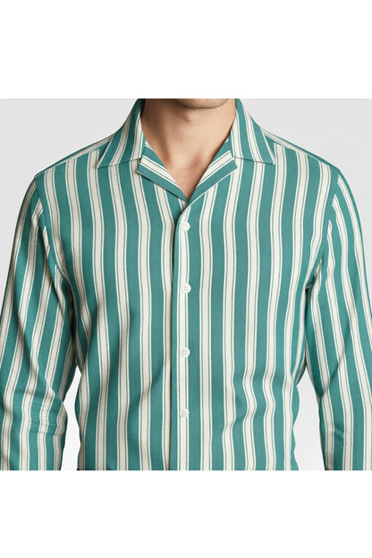 CREST VERTICAL STRIPE CUBAN SHIRT