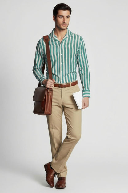 CREST VERTICAL STRIPE CUBAN SHIRT