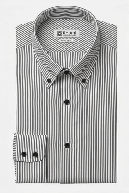 CRISP GREY BLACK VERTICAL LINE SHIRT