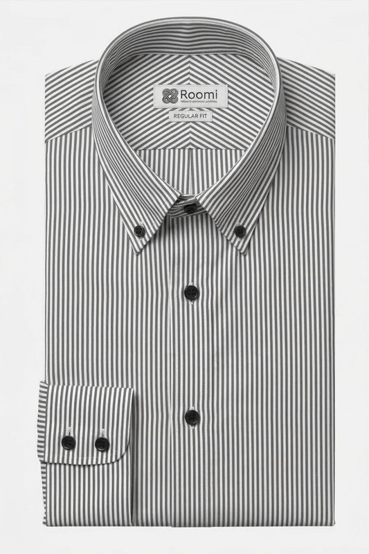 CRISP GREY BLACK VERTICAL LINE SHIRT