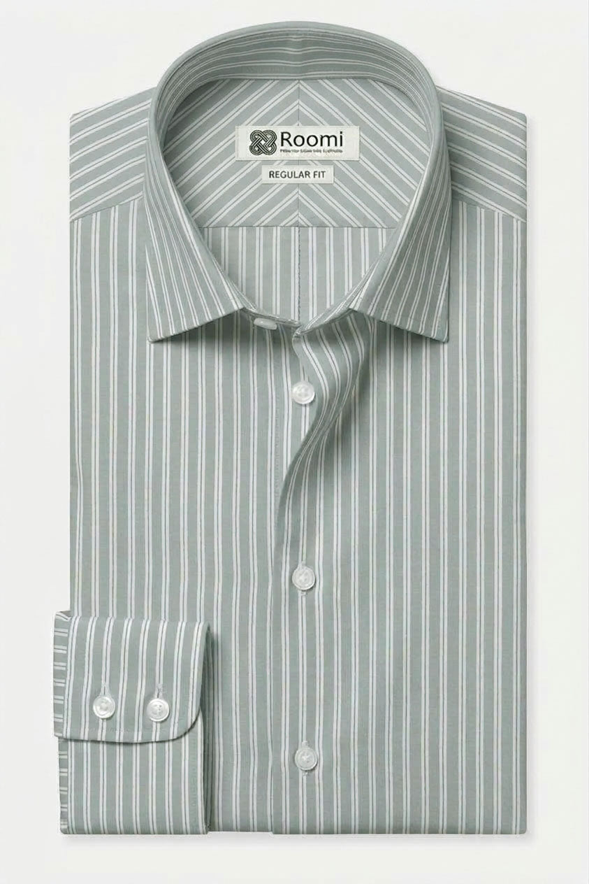 ELEGANT PASTEL BLUE STRIPED DRESS SHIRT
