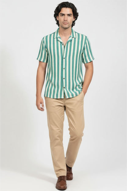 EMERALD LINE FORMAL CUBAN HALF SLEEVES SHIRT 