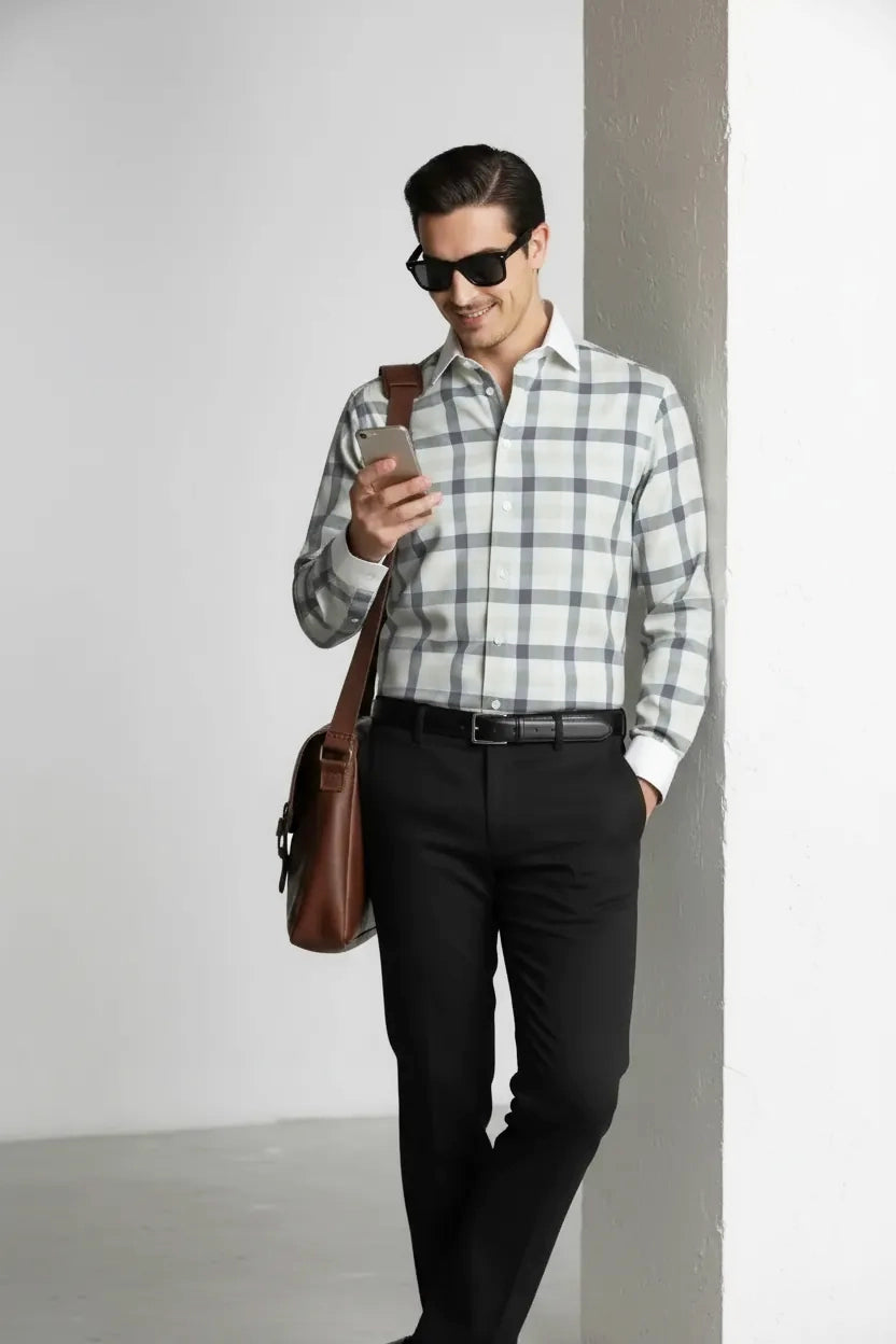 EXCLUSIVE MONOCHROME CHECK SHIRT