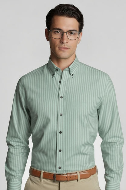 FRESH MINT GREEN STRIPED BUTTON DOWN SHIRT