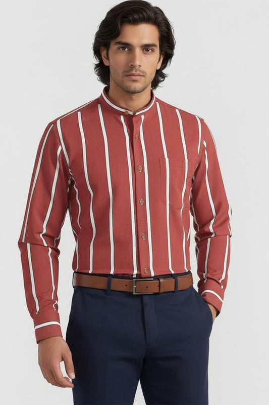 GARNET LINE FORMAL BAND COLLAR SHIRT 